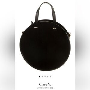 Clare V Black Leather Circle Bag with Removable Strap & Dust bag